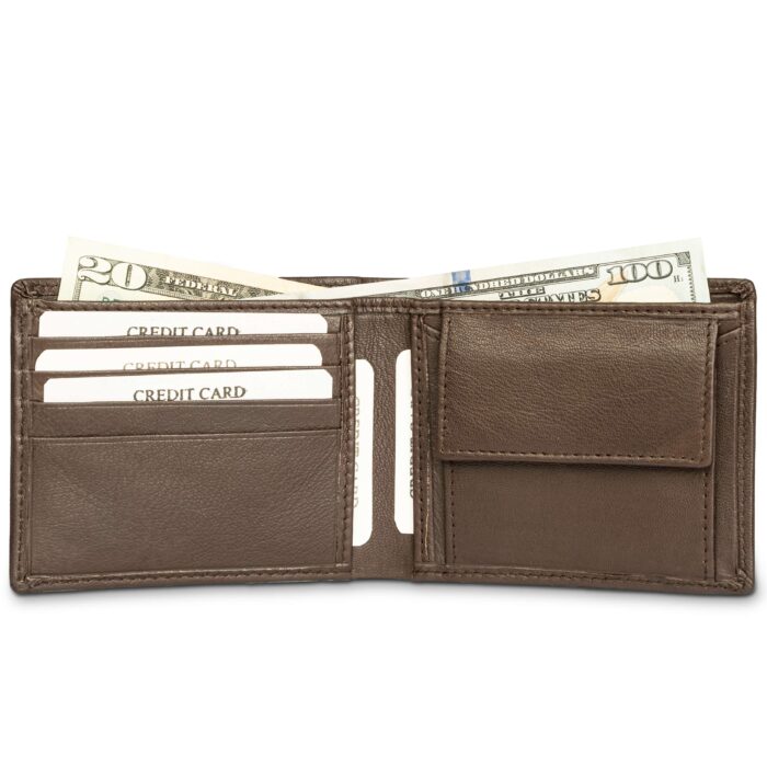 Classic Luxury Leather Wallet – RFID Secure with Coin Pocket & Hidden Compartments (Brown) - Image 5