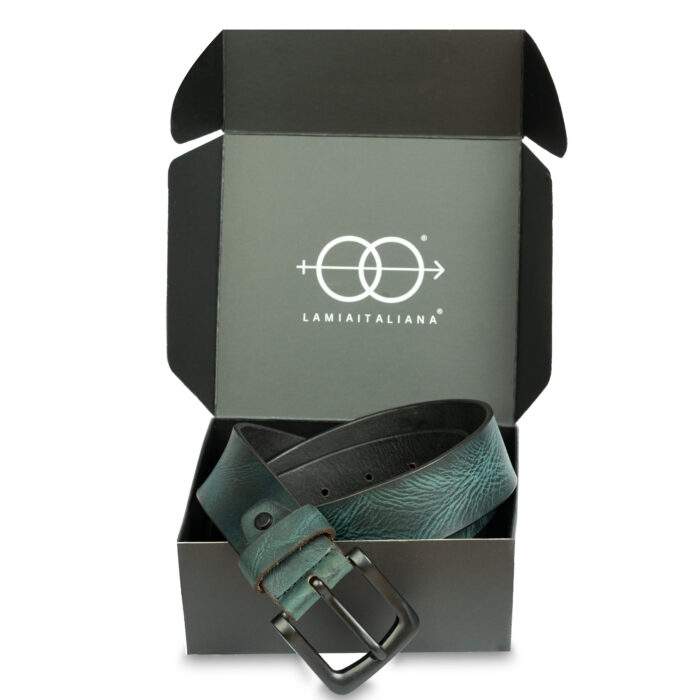 Serpentessa Genuine Leather Belt – Matte Black, Adjustable & Gift-Ready (Yale Blue) - Image 2