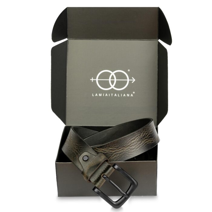 Serpentessa Genuine Leather Belt – Matte Black, Adjustable & Gift-Ready (Jade Green)