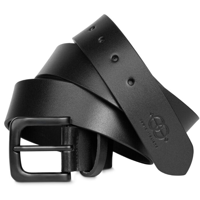 Classic Genuine Leather Belt – Matte Black Pin Buckle & Wooden Box Pack - Image 2