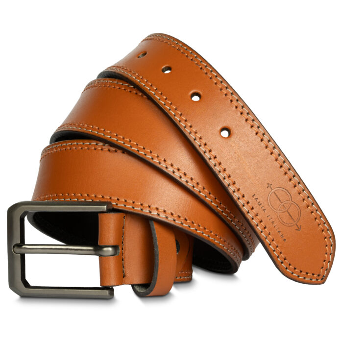 Hand-Stitched Genuine Leather Belt – Matte Buckle, Formal & Casual Wear - Image 3